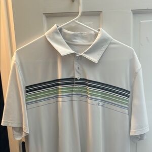Men's White Polo Shirt with Stripes